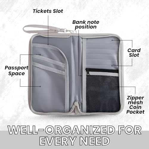 OCEANEVO RFID Blocking Passport Holder for Travel with Luggage Tag, Passport Cover for Men & Women, Passport Pouch for Ticket, Cards, Documents - 25 x 14 x 3 Cm - Grey - Image 4