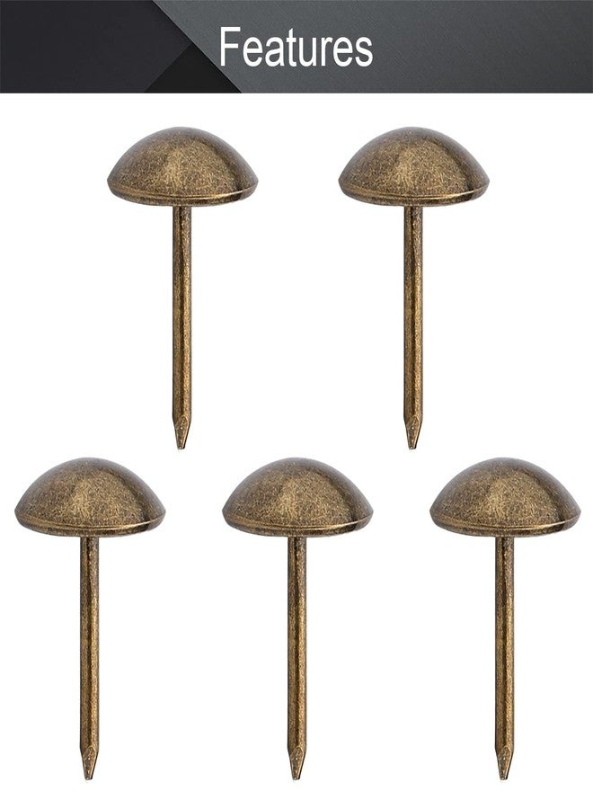 MroMax 11x17mm 200Pcs Round Domed Head Upholstery Nails Pins Decorative Tacks Kit Antique Finish Thumb Tack Push Pins for Nickel Finish Furniture DIY Bronze Tone - Image 3