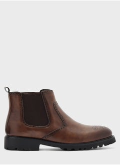 Pull On Welted Brogue Boots