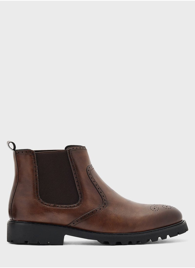 Robert Wood - Pull On Welted Brogue Boots - Image 1
