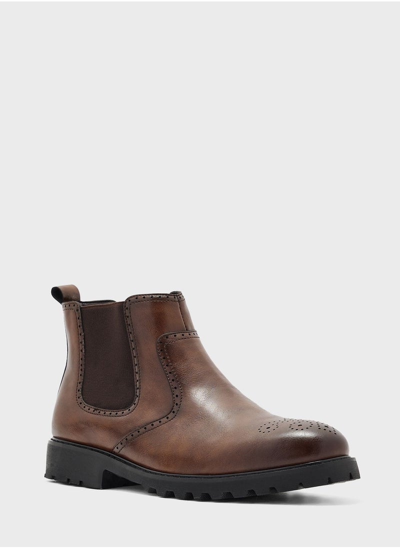 Robert Wood - Pull On Welted Brogue Boots - Image 1