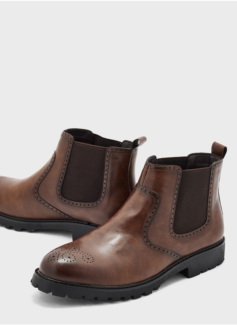 Robert Wood - Pull On Welted Brogue Boots - Image 1