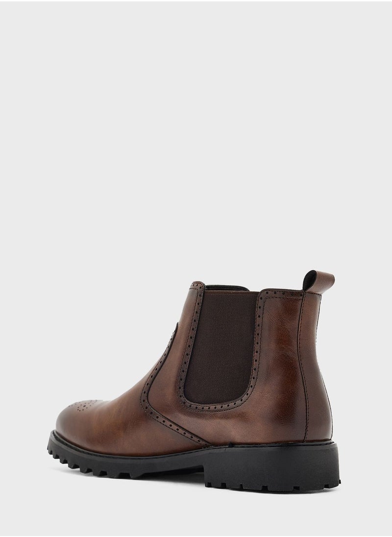 Robert Wood - Pull On Welted Brogue Boots - Image 1