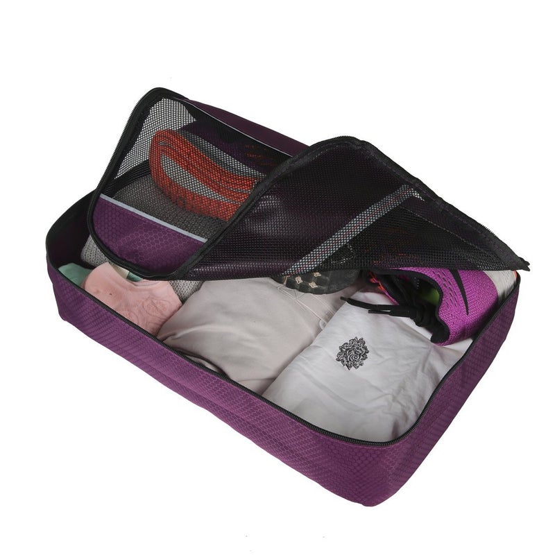 HOPSOOKEN 5pc Packing Cubes Set Large Travel Luggage Organizer 4 Cubes 1 Laundry Pouch Zipper Bag (Purple) - Image 4