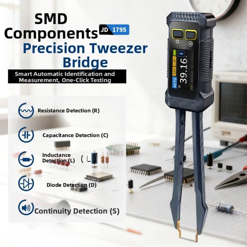 SMD LCR Meter with Capacitance Resistance Inductance Test and Rechargeable Type C Battery Black - Image 5