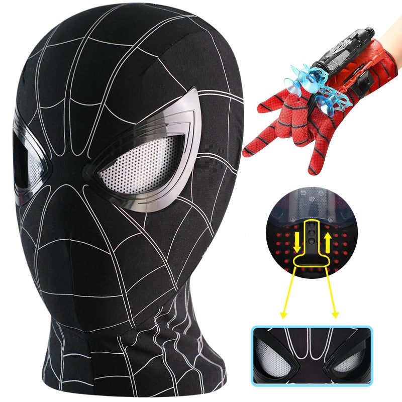 Tarrshiney Spider Hero Black Mask with Movable Mechanical Eyes - Homecoming Super Hero Full Mask with Moving Lenses - Cosplay Wearable Prop for Gift - Image 1