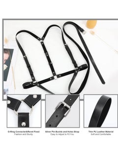 SYOSI Women'S Punk Belt PU Leather Tight Adjustable Belt Undershirt Layered Belly Chain Black Harness Belt Waist Chain  - Image 5