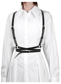 SYOSI Women'S Punk Belt PU Leather Tight Adjustable Belt Undershirt Layered Belly Chain Black Harness Belt Waist Chain  - Image 1