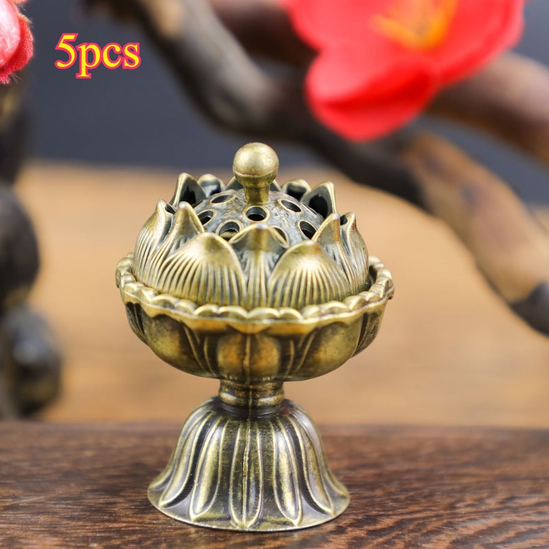 Zinc Alloy Ancient Charm Incense Holder 5pcs Gu Yun Bao Lian Incense Burner For Stick Tablet Tower Incense Zen Home Decor Feng Shui Vintage Chinese Style - Image 1