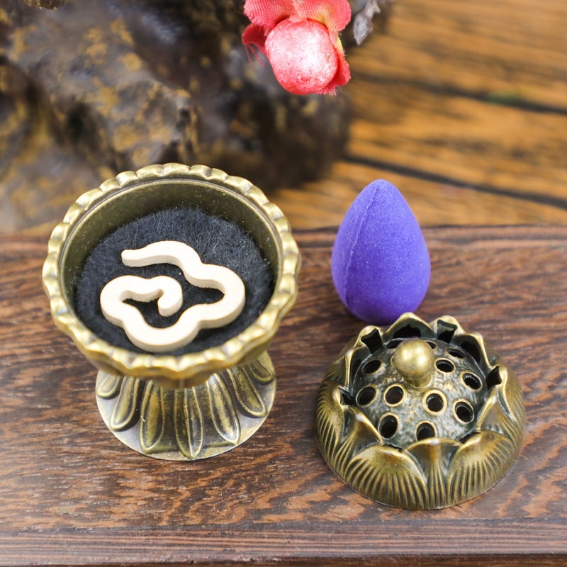Zinc Alloy Ancient Charm Incense Holder 5pcs Gu Yun Bao Lian Incense Burner For Stick Tablet Tower Incense Zen Home Decor Feng Shui Vintage Chinese Style - Image 5