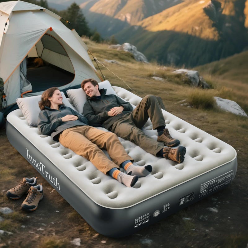 InnoTruth Queen Camping Air Mattress with Built-in Pump, Inflatable Blow up Mattress for Home & Guests, Family Choice Award Winner, 13" Raised Colchones Inflables Air Bed, Ideal for Travel & Outdoor - Image 1