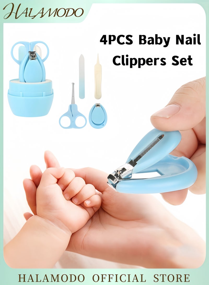 HALAMODO 4PCS Baby Nail Clippers Set of Nail Clipper & Scissor & Tweezer Fingernail & Nail File & Toenail File Kit Essential Daily Grooming Kit Nail Care Set with Case for Newborn & Infant & Toddler - Image 1