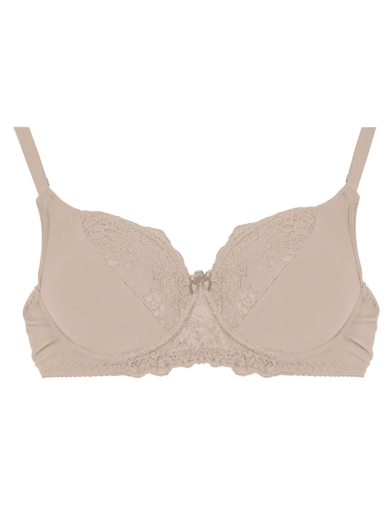 Dadoush Women's bra lined with soft lace embroidery for more elegance and beauty, designed with cap B, push-up bra with a modern and new design - Image 1