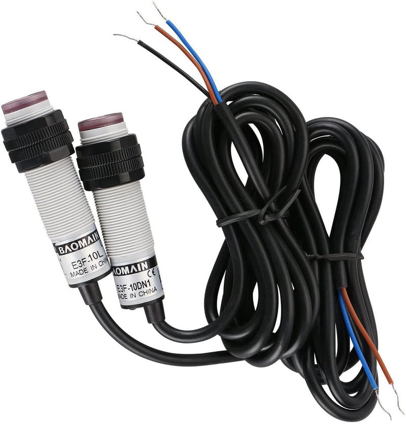 Baomain 1 Pair M18 Infrared Ray Through-Beam Reflection Optical Photoelectric Sensor Switch E3F-10DN3/E3F-10L NPN NO+NC 10-30V DC Sensing Distance 10m 4 Wires with Mounting Bracket - Image 3