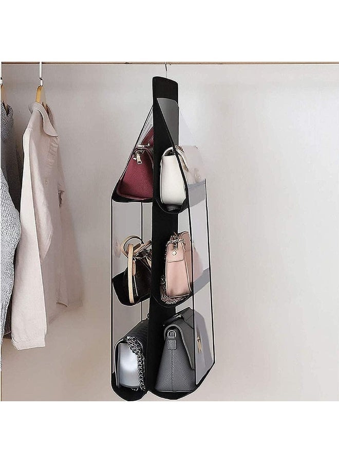 Hanging Handbag & Purse Organizer with 6 Clear Pockets – Over-the-Door Storage Solution for Closet and Wardrobe – Durable Black Organizer for Purses, Clutches,  Accessories, and Small Essentials - Image 5