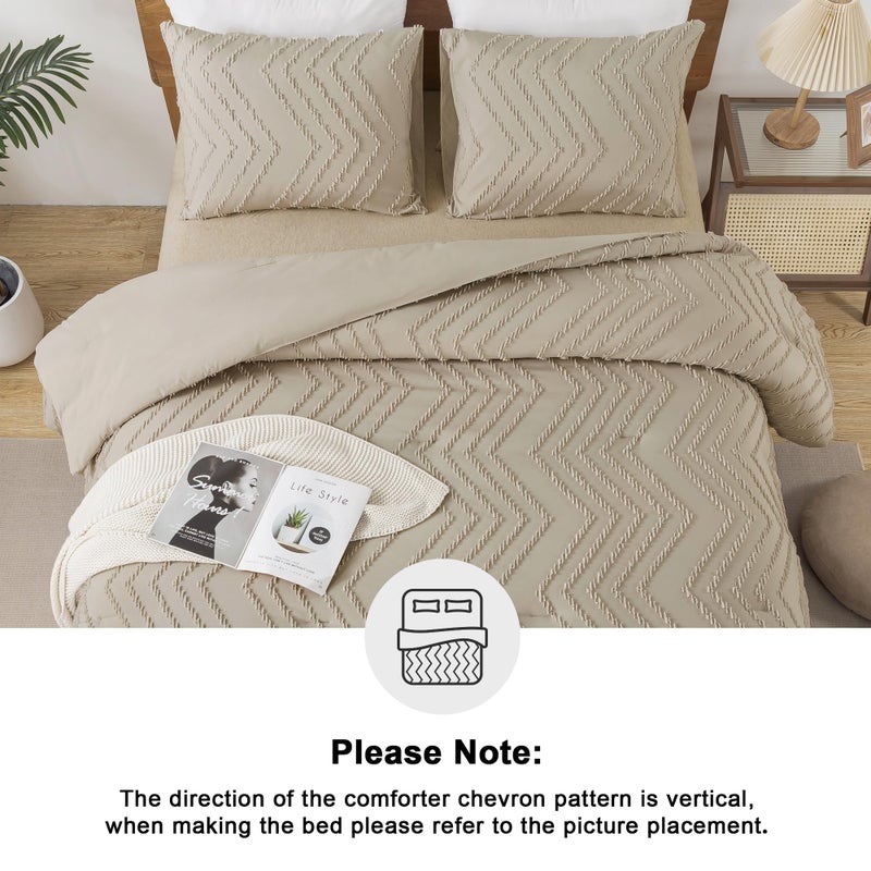 Andency و ency Tannish Gray Comforter Set Queen Size Boho Soft Warm Warm Warm Studded Comforter Sets for Queen Size Bed 3 VIES - Image 5