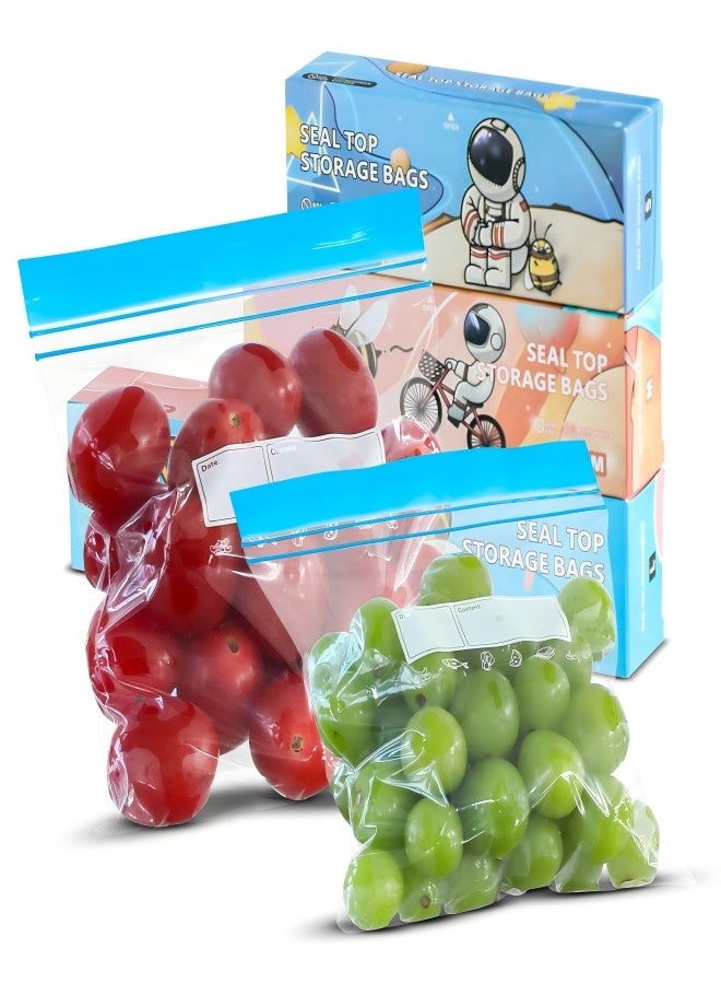 Freezer Bags, 70 Pcs Ziplock Bags Food Reusable Sandwich Bags Zip Seal Food Bags, BPA Free Zip Lock Bags, Food Storage Freezer Bags for Fruits,Meat,Grains,Vegetables,Candies (3 Sizes) - Image 4