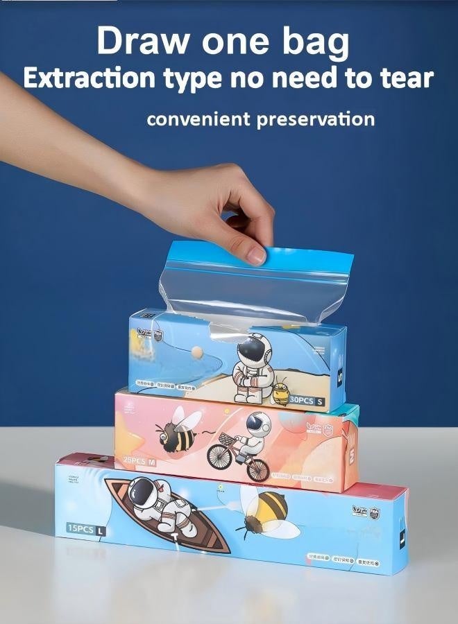 Freezer Bags, 70 Pcs Ziplock Bags Food Reusable Sandwich Bags Zip Seal Food Bags, BPA Free Zip Lock Bags, Food Storage Freezer Bags for Fruits,Meat,Grains,Vegetables,Candies (3 Sizes) - Image 5