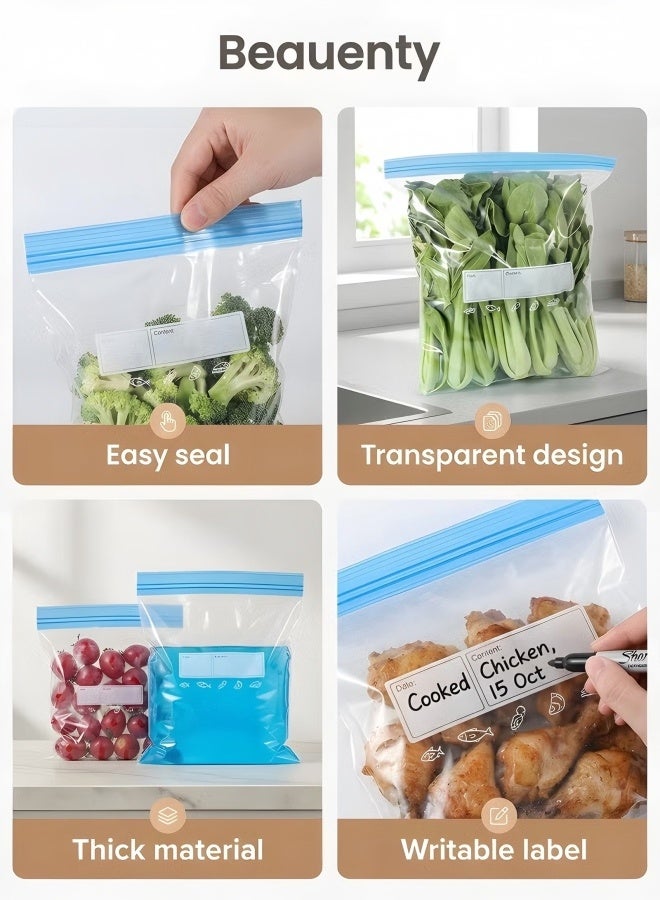 Freezer Bags, 70 Pcs Ziplock Bags Food Reusable Sandwich Bags Zip Seal Food Bags, BPA Free Zip Lock Bags, Food Storage Freezer Bags for Fruits,Meat,Grains,Vegetables,Candies (3 Sizes) - Image 4