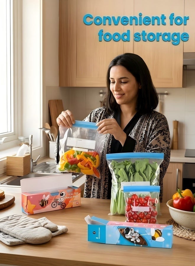 Freezer Bags, 70 Pcs Ziplock Bags Food Reusable Sandwich Bags Zip Seal Food Bags, BPA Free Zip Lock Bags, Food Storage Freezer Bags for Fruits,Meat,Grains,Vegetables,Candies (3 Sizes) - Image 2