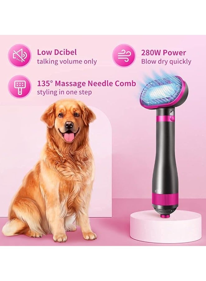 فرشاة مجفف لشعر الحيوانات الأليفة 2 في 1، مجفف لشعر الحيوانات الأليفة في المنزل بجودة عالية للكلاب والقطط الصغيرة والمتوسطة صامت، إعدادين لدرجة الحرارة و3 مضخات قابلة للتعديل. - Image 2