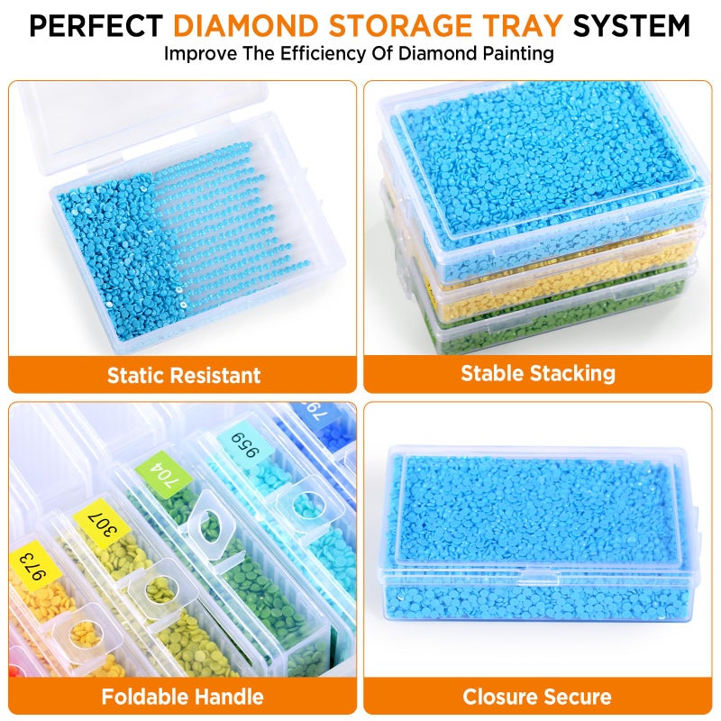 Zefy 45pcs Stackable Diamond Art Storage Trays, 2-in-1 Diamond Painting Containers Trays with 447 Colors Labels Stickers, Diamond Art Accessories for Gems Drills Dots - Image 4
