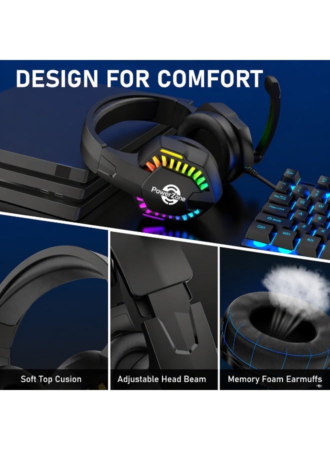 power zone PZ-2000 RGB Gaming Headset with Noise-Cancelling Microphone, Hi-Fi Stereo Sound, RGB Lighting Effects, Comfortable Over-Ear Design & Multi-Platform Compatibility - Image 5