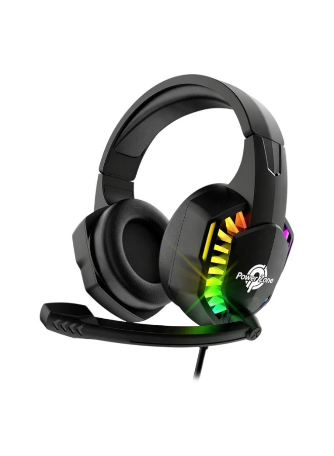 power zone PZ-2000 RGB Gaming Headset with Noise-Cancelling Microphone, Hi-Fi Stereo Sound, RGB Lighting Effects, Comfortable Over-Ear Design & Multi-Platform Compatibility - Image 1