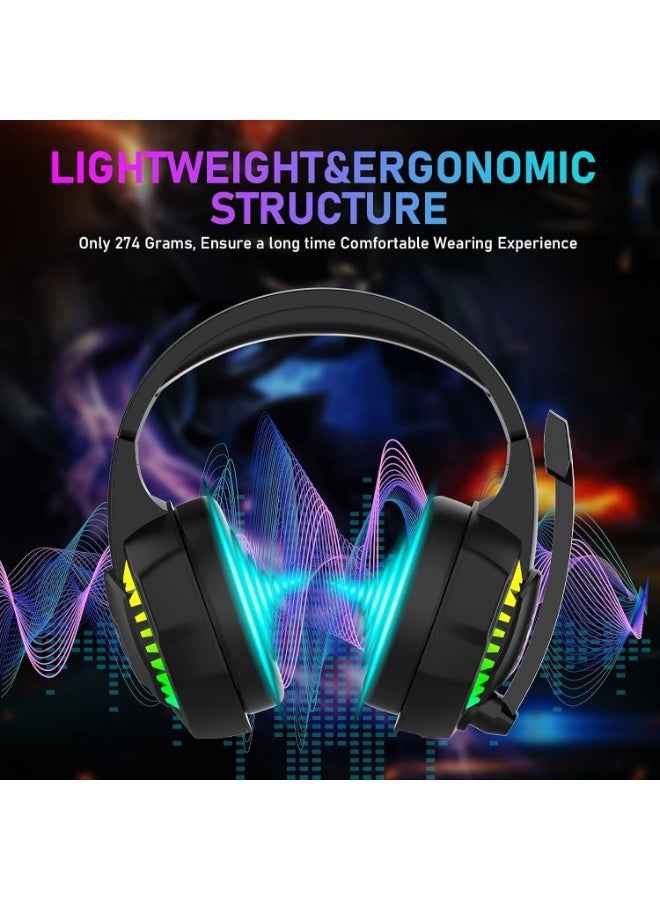 power zone PZ-2000 RGB Gaming Headset with Noise-Cancelling Microphone, Hi-Fi Stereo Sound, RGB Lighting Effects, Comfortable Over-Ear Design & Multi-Platform Compatibility - Image 2
