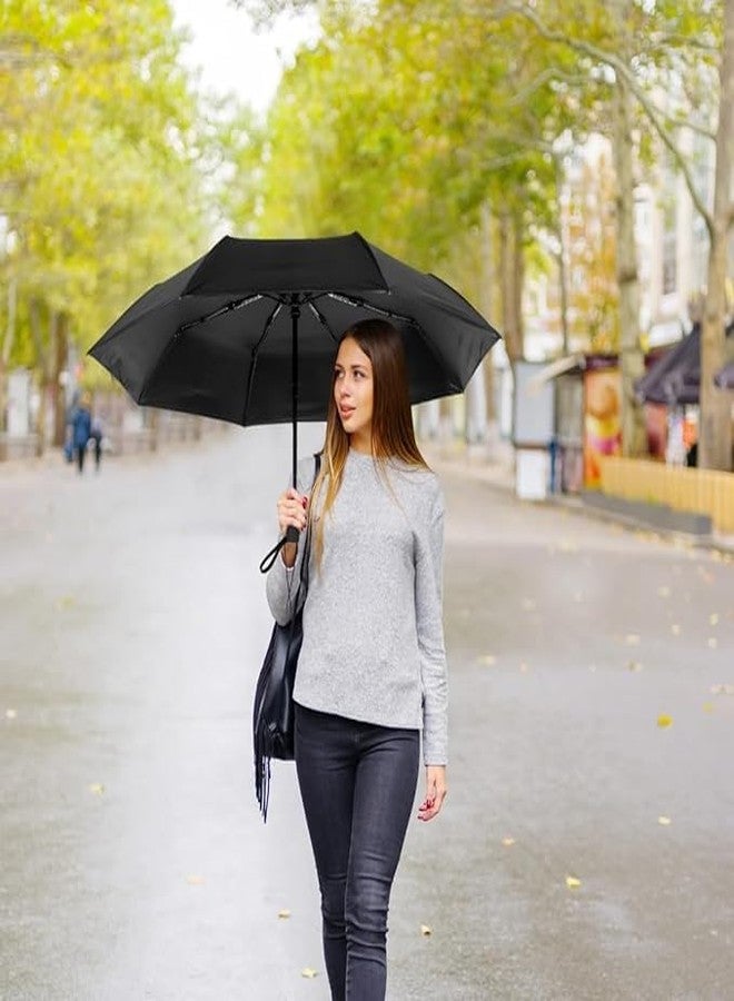 MAHNTMART مظلة MAHNTMART ثلاثية الطي للمطر مع خاصية الفتح والإغلاق التلقائي، مناسبة للنساء والرجال (أسود) - Image 4