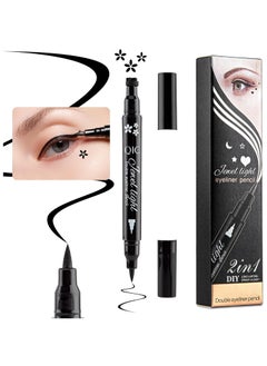 QIC 2 in 1 Jewel Light Eyeliner Pencil Eyeliner Stamp Waterproof Liquid Eyeliner Set Liquid Double Head Eyeliner Long Lasting Make Up Set Speedy and Easy Double Eyeliner Pencil 04  - Image 2