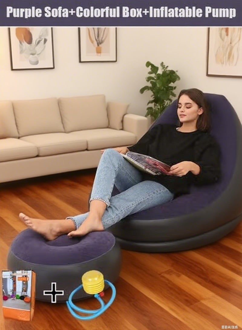 Generic Lazyman inflatable sofa for bedroom, suitable for lying or sitting. Single-person balcony, leisure alcove, reclining chair.  - Image 1