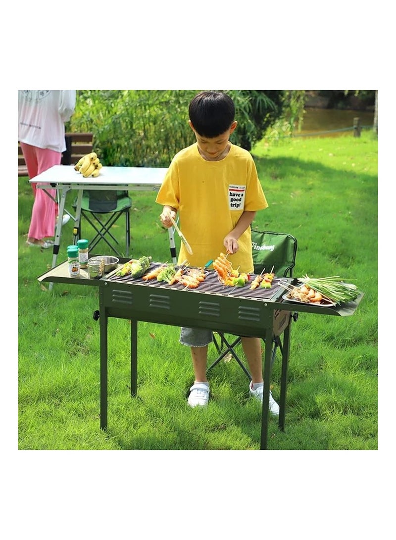 إسكدنيا شواية الشواء المصنوعة من الفولاذ المقاوم للصدأ شواية الفحم قابلة للطي ومتينة للاستخدام في الهواء الطلق والتخييم والشواء الم للطهي في الهواء الطلق والنزهة والفناء الخلفي والتخييم والطهي كبير 70 × 70 × 30 سم - Image 2