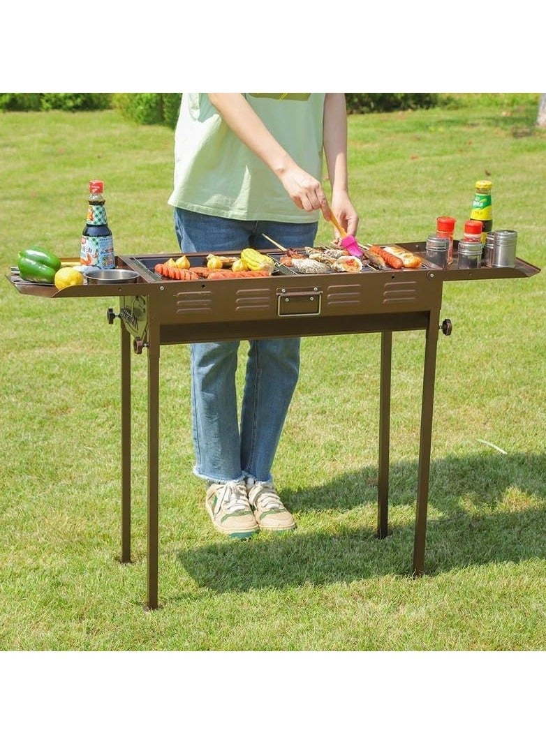 إسكدنيا شواية الشواء المصنوعة من الفولاذ المقاوم للصدأ شواية الفحم قابلة للطي ومتينة للاستخدام في الهواء الطلق والتخييم والشواء الم للطهي في الهواء الطلق والنزهة والفناء الخلفي والتخييم والطهي كبير 70 × 70 × 30 سم - Image 1