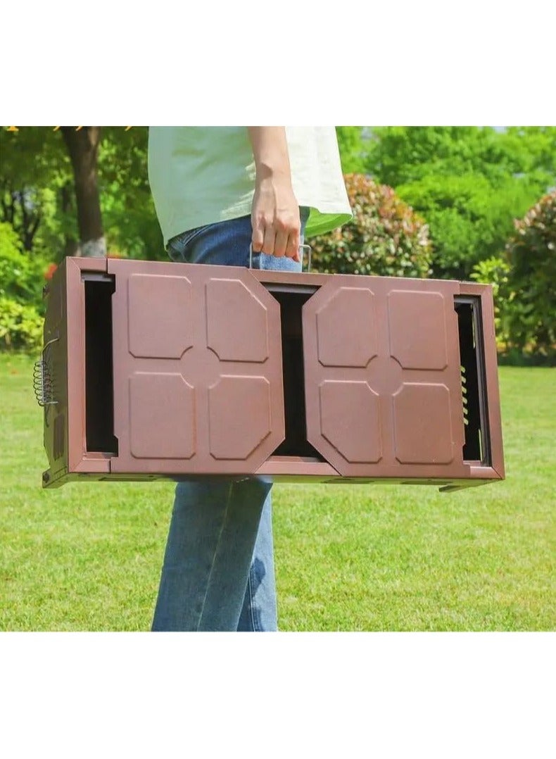 إسكدنيا شواية الشواء المصنوعة من الفولاذ المقاوم للصدأ شواية الفحم قابلة للطي ومتينة للاستخدام في الهواء الطلق والتخييم والشواء الم للطهي في الهواء الطلق والنزهة والفناء الخلفي والتخييم والطهي كبير 70 × 70 × 30 سم - Image 4