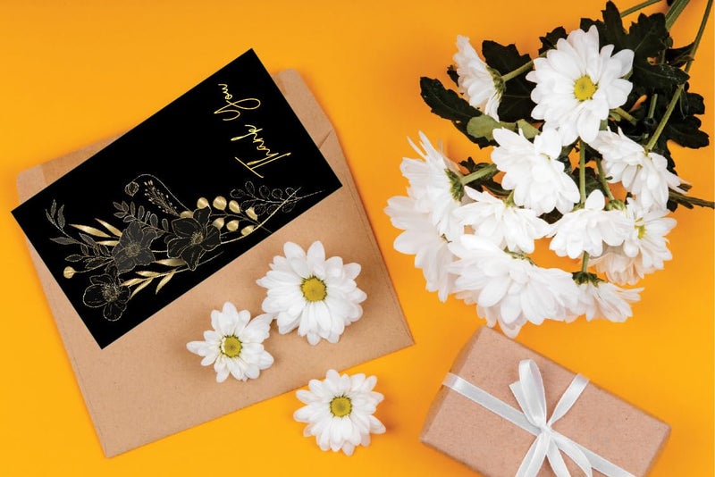 Bleus Thank You Card (Pack of 50), Size- 3.5x2 inch, One Side Blank for Notes, Elegant Greeting Cards for Gifting, Notes & Occasions, Whishing, (Floral 11) - Image 3