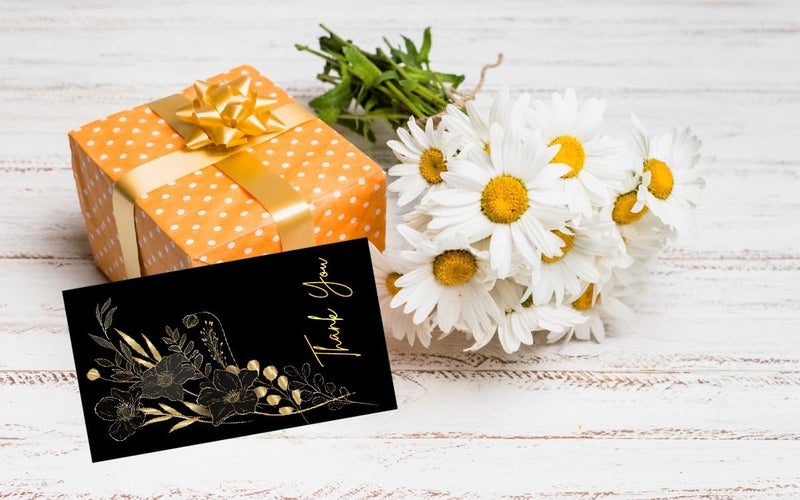 Bleus Thank You Card (Pack of 50), Size- 3.5x2 inch, One Side Blank for Notes, Elegant Greeting Cards for Gifting, Notes & Occasions, Whishing, (Floral 11) - Image 4