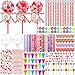 Soulchen 24 Set Valentines Day Gift Set Giant LollipopShaped with Cards Sticker Pencil Eraser Ruler Pencil Sharpener Stamp Ribbon cellophane Glitter Sticky Hands for Party Favors Supplies Prizes - Image 2