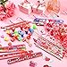 Soulchen 24 Set Valentines Day Gift Set Giant LollipopShaped with Cards Sticker Pencil Eraser Ruler Pencil Sharpener Stamp Ribbon cellophane Glitter Sticky Hands for Party Favors Supplies Prizes - Image 4