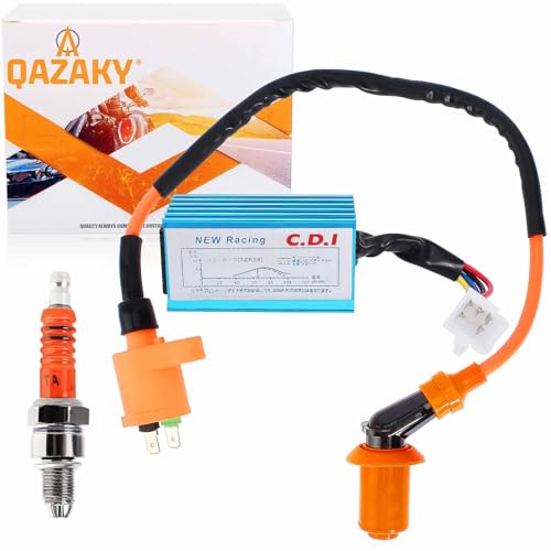 كويل إشعال أداء سباق QAZAKY شمعات الإشعال A7TC 5 دبابيس متوافق مع GY6 4Stroke 50cc110cc 125cc 150cc سكوتر ATV كارتينغ دراجة نارية موبايل كواد بيت دراجة 139QMB 152QMI 157QMJ XR50 CRF50