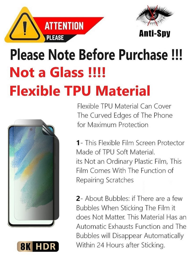 Unipha Flexible TPU Anti-Spy Privacy Screen Protector Designed For Samsung Galaxy S21 FE 5G Self Healing Unbreakable HD Film - Image 2