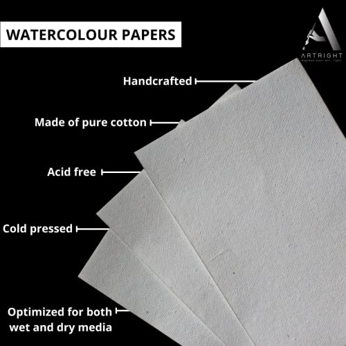 ArtRight Artists' Watercolor Paper A3 300 GSM - 20 Sheets of Handmade Rough Grain Water Colour Papers for Watercolour, Acrylic, Gouache, Ink & Mixed Media - Image 4