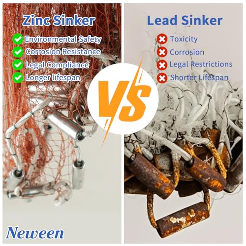 Neween Cast Net, American Saltwater Cast Nets for Fishing, 4ft-8ft Radius Casting Net for Bait Fish, 3/8 Inch Professional Grade Tire Lines Throw Nets for Fishing Bait with Heavy Duty Sinker - Image 5