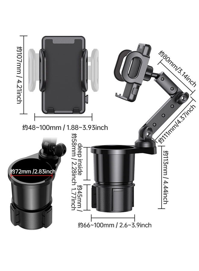 Car Cup Holder Phone Mount, -in-1 Auto Cell Phone Stand,Adjustable Cup Holder Base Diameter Range is 2.6"- 3.9", Suitable for Most Car Height and Angle Adjustment  - Image 3