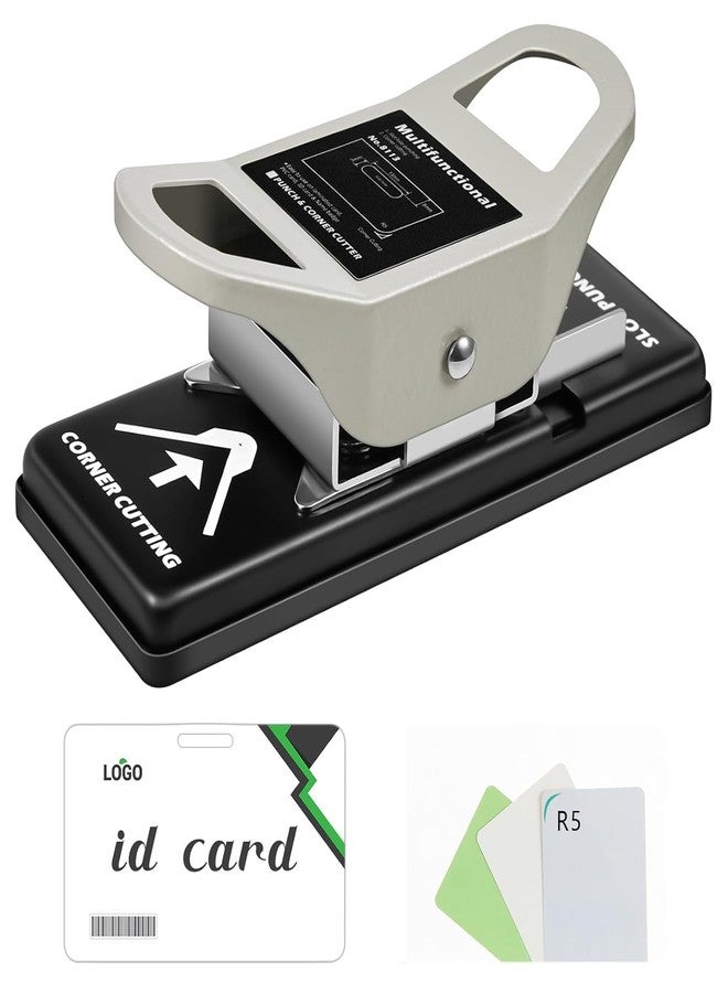 Dotpot 2 in 1 R5 Card Corner Cutter and 3 x 13mm Slot Hole Punch Dual Use Hand Holder Slot Flat Hole Punch DIY Corner Round Punch Corner Rounder for PVC ID Card, Name Tag, Photo Paper - Image 1