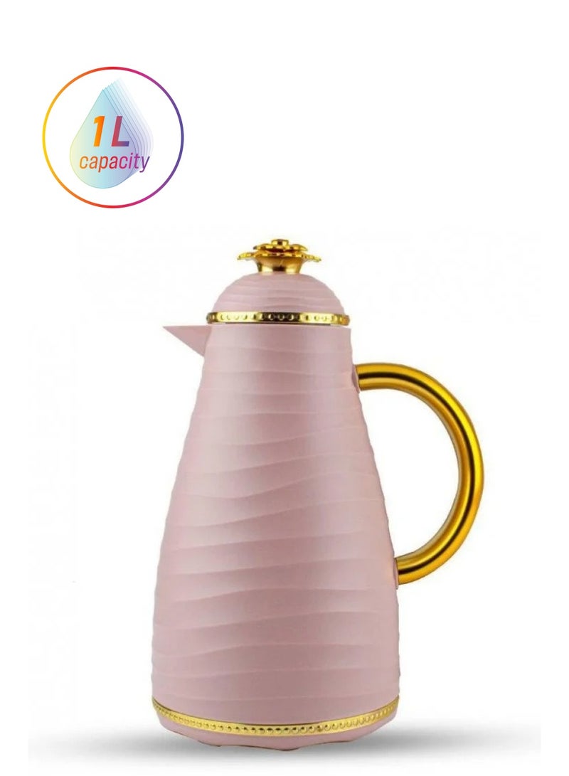باصرة ترمس شاي وقهوة حراري فاخر سعة 1 لتر – تصميم أنيق باللون الوردي الذهبي، يحافظ على حرارة المشروبات لفترات طويلة – مناسب للقهوة والشاي والضيافة - Image 2