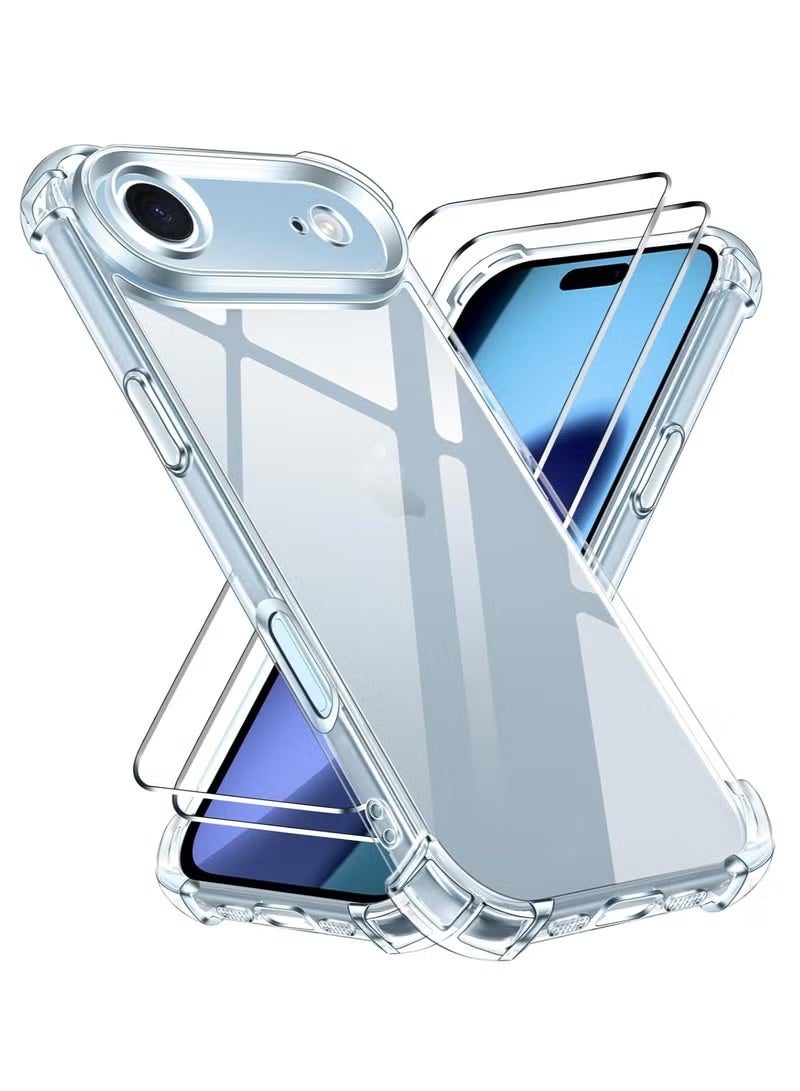 ELTRAZONE iPhone 17 Air Clear Case Non-Yellowing Bumper Protection Cover With 2-Pack Tempered Glass Crystal Clear Anti-Scratch Screen Guard For iPhone 17 Air 6.5-Inch - Image 1