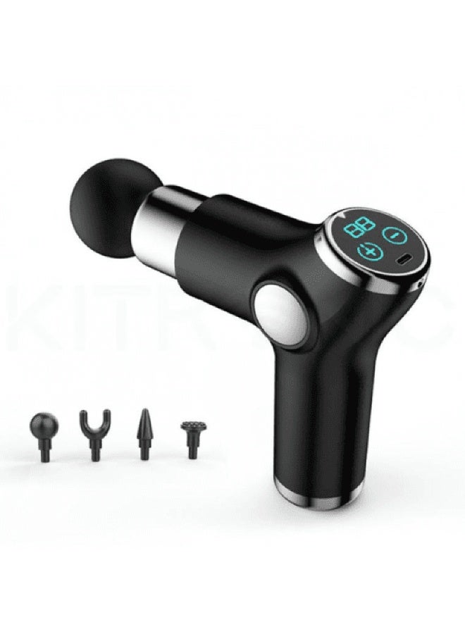 دينكس مدفع التدليك الصغير مدفع التدليك العميق عضلة النسيج التدليك مع 6 مدفع تدليك سريع، مدفع تدليك كهربائي محمول، مدفع تدليك جسدي -أسود جهاز مساج - Image 1