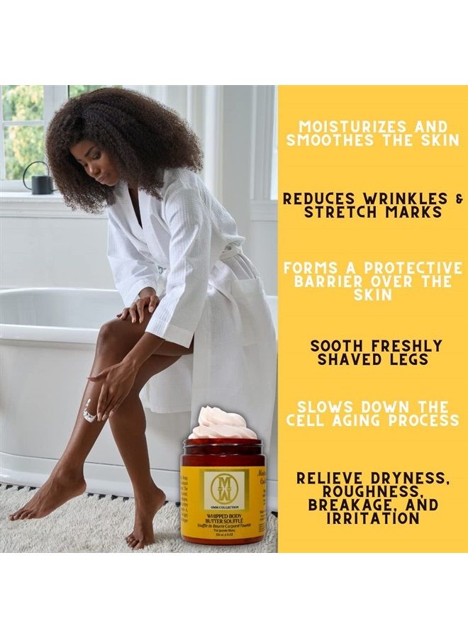 OMM Collection Natural Whipped Body Butter Soufflé For Dry & Sensitive Skin - Whipped Shea Butter Infused By Vitamin E & A, Mango Butter & Cacao Butter - Hydrating & Moisturizing - Vegan - Image 2