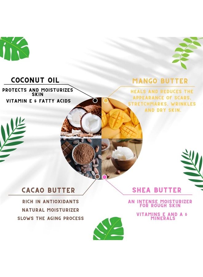 OMM Collection Natural Whipped Body Butter Soufflé For Dry & Sensitive Skin - Whipped Shea Butter Infused By Vitamin E & A, Mango Butter & Cacao Butter - Hydrating & Moisturizing - Vegan - Image 4